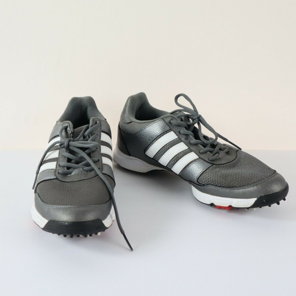 ADIDAS Men's Size 11 SILVER w WHITE STRIPES GOLF - Picture 6 of 8